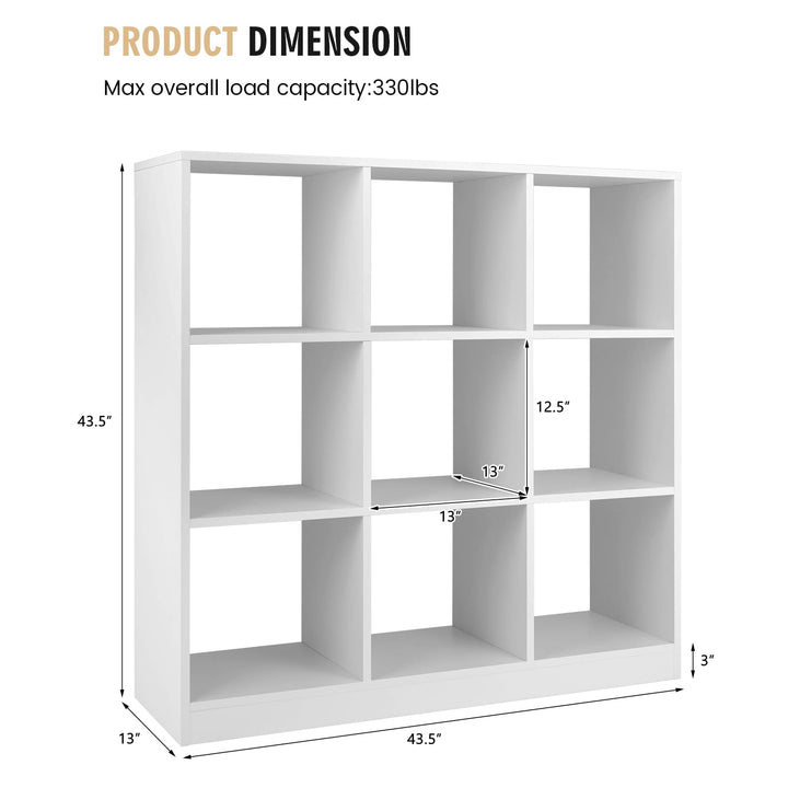 Giantex 9-Cube Bookcase White - 4-Tier Freestanding Open Bookshelf