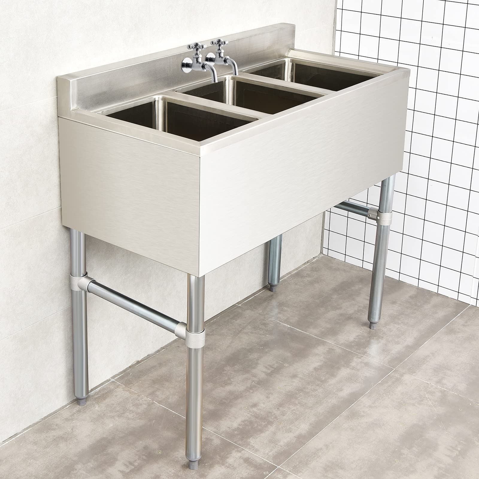 3 Compartment Commercial 304 Stainless Steel Sink