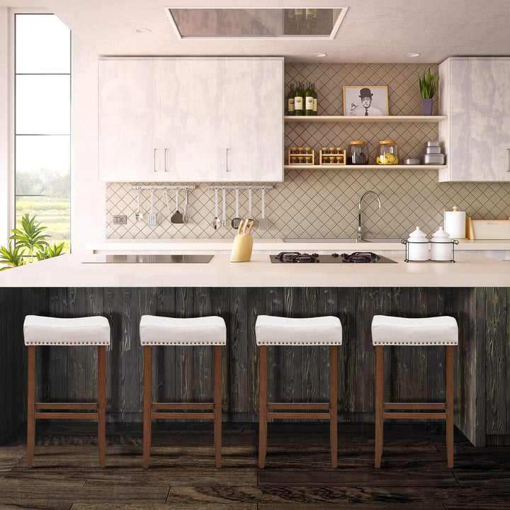Giantex Backless Counter Height Stools with Brass Nail Head Studs