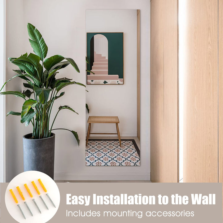 CHARMAID Wall Mounted Mirror Full Length, Frameless Dressing Mirror, 43" x 15"