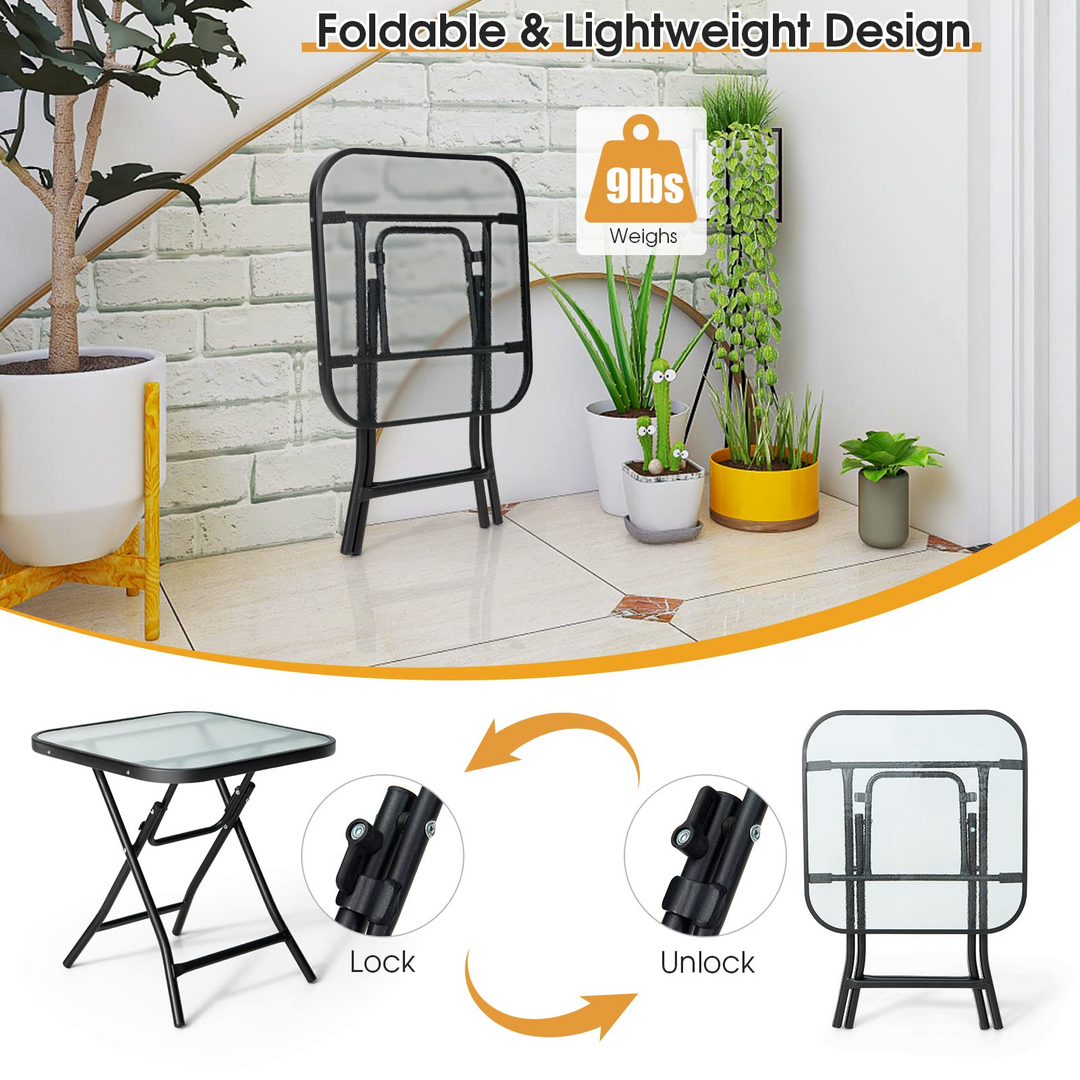 Giantex Folding Side Table, Square Small Patio Table