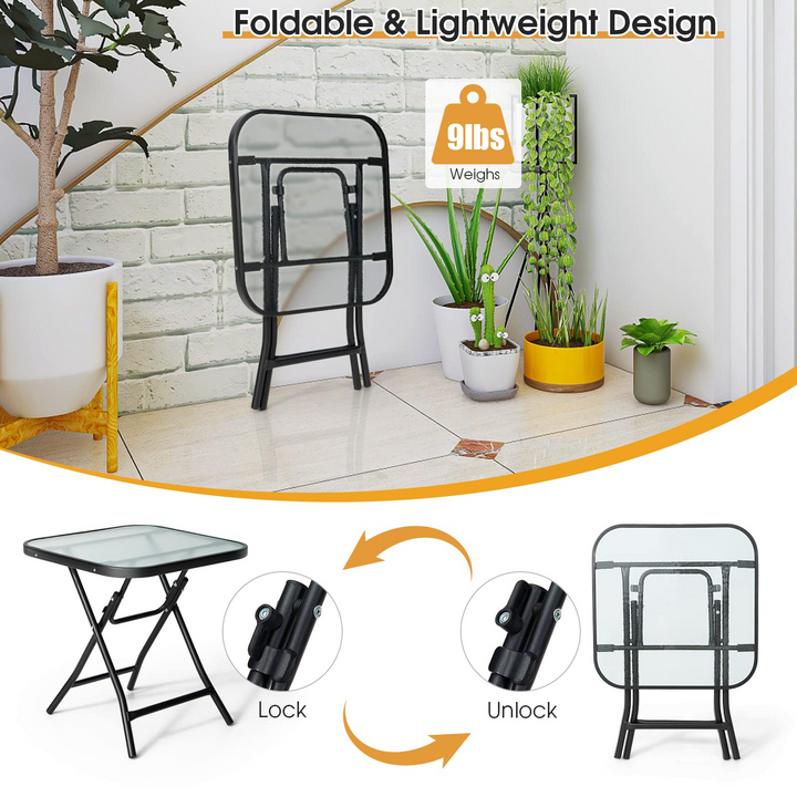 Giantex Folding Side Table, Square Small Patio Table