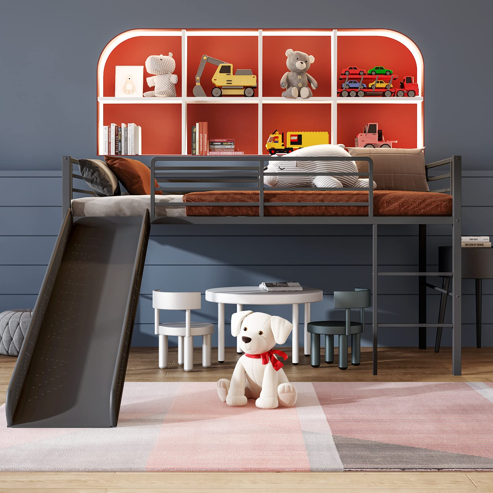 Giantex Twin Loft Bed with Slide