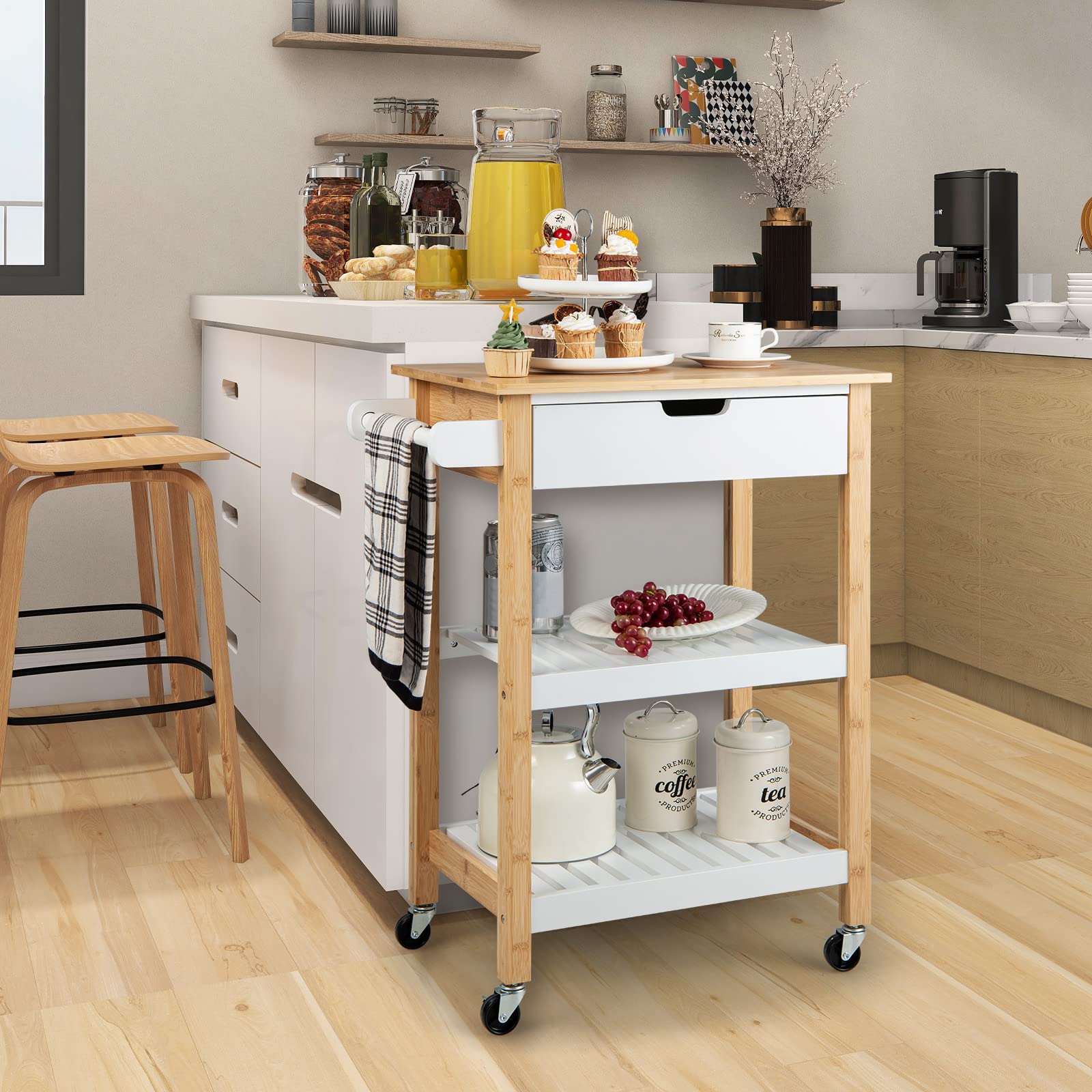 Kitchen Island Cart with Storage - Giantex