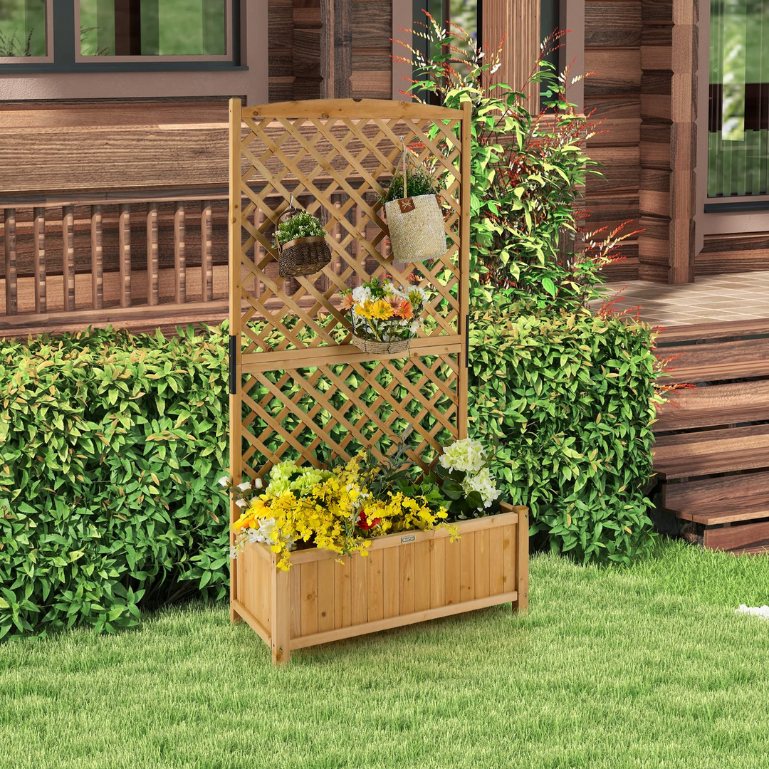 Planter Raised Bed with Trellis - Giantex