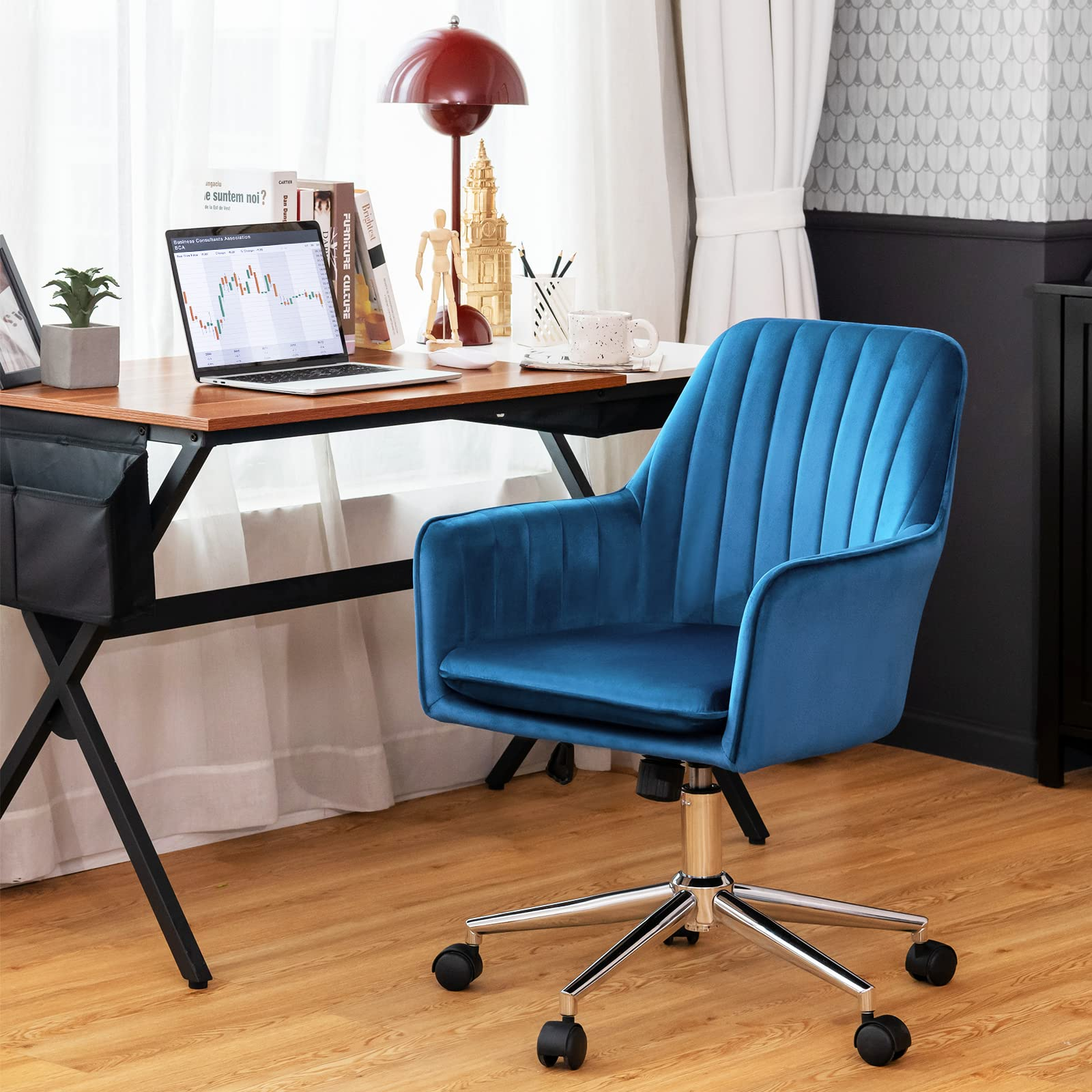 Giantex Velvet Desk Chair, Mid-Back Leisure Office Chair