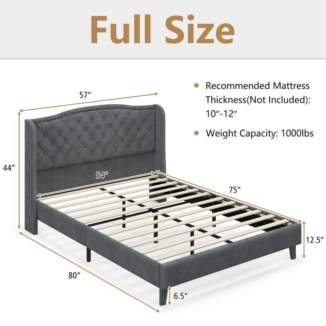 Giantex Velvet Upholstered Bed Frame