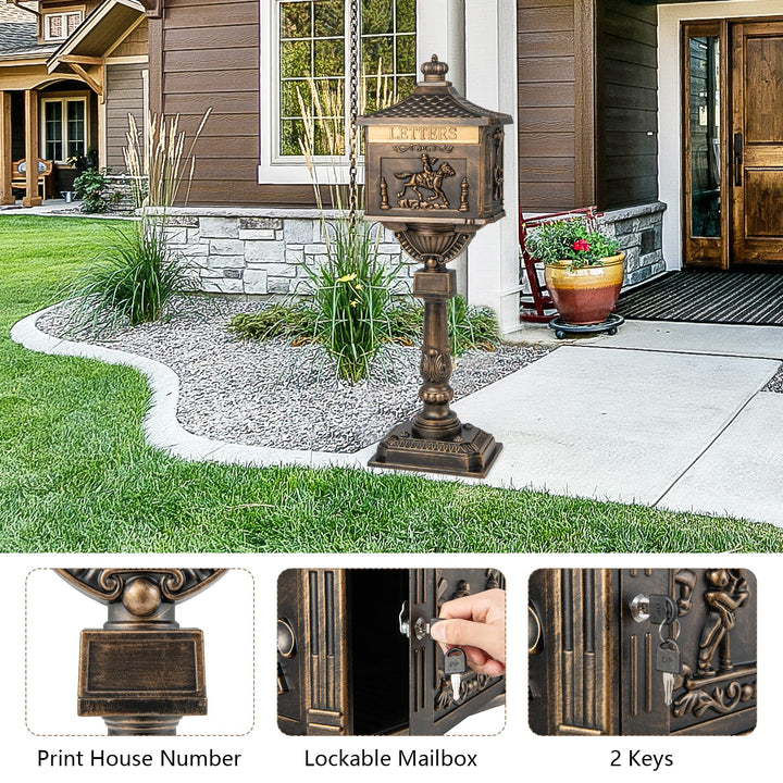 Cast Aluminum Mailbox with Post - Giantex