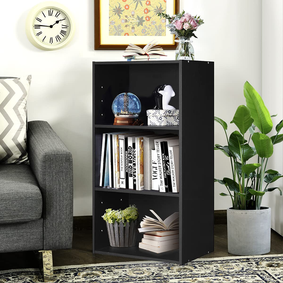 3 Shelf Bookcase Book Shelves Open Storage Cabinet