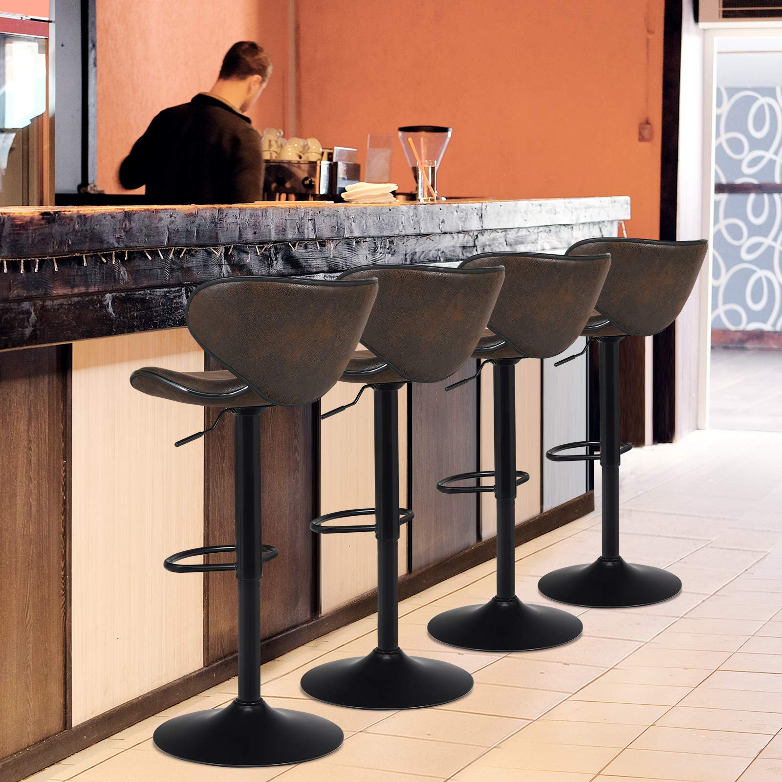 Vintage Barstools, Swivel Bar Stool - Giantex