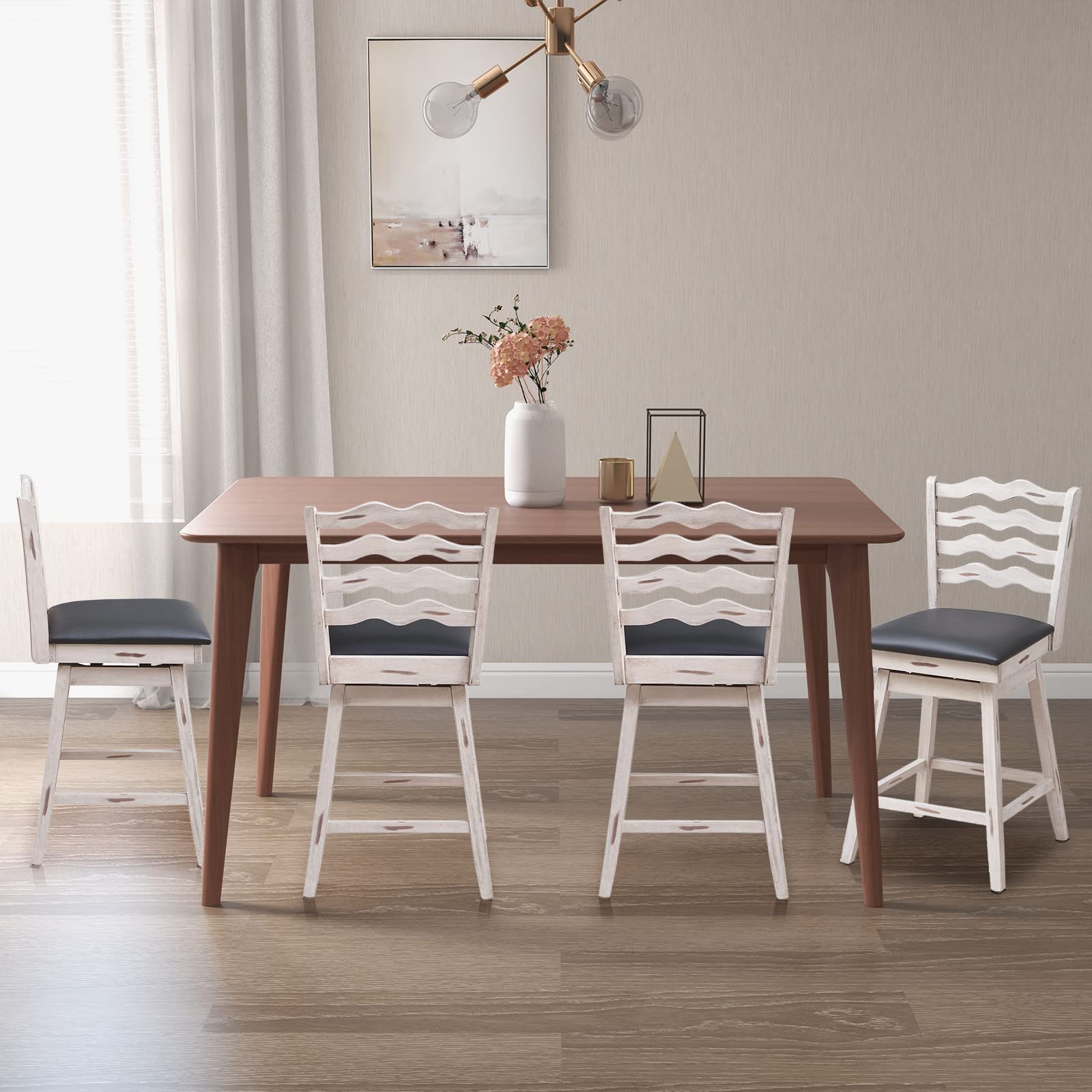 Giantex Wooden Upholstered Barstools for Kitchen Island