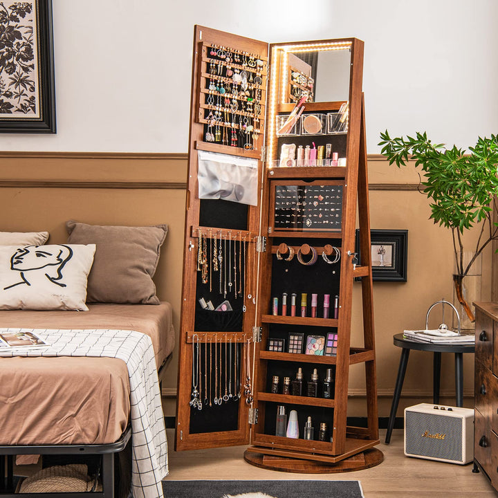 Jewelry Armoire, Walnut - Giantex