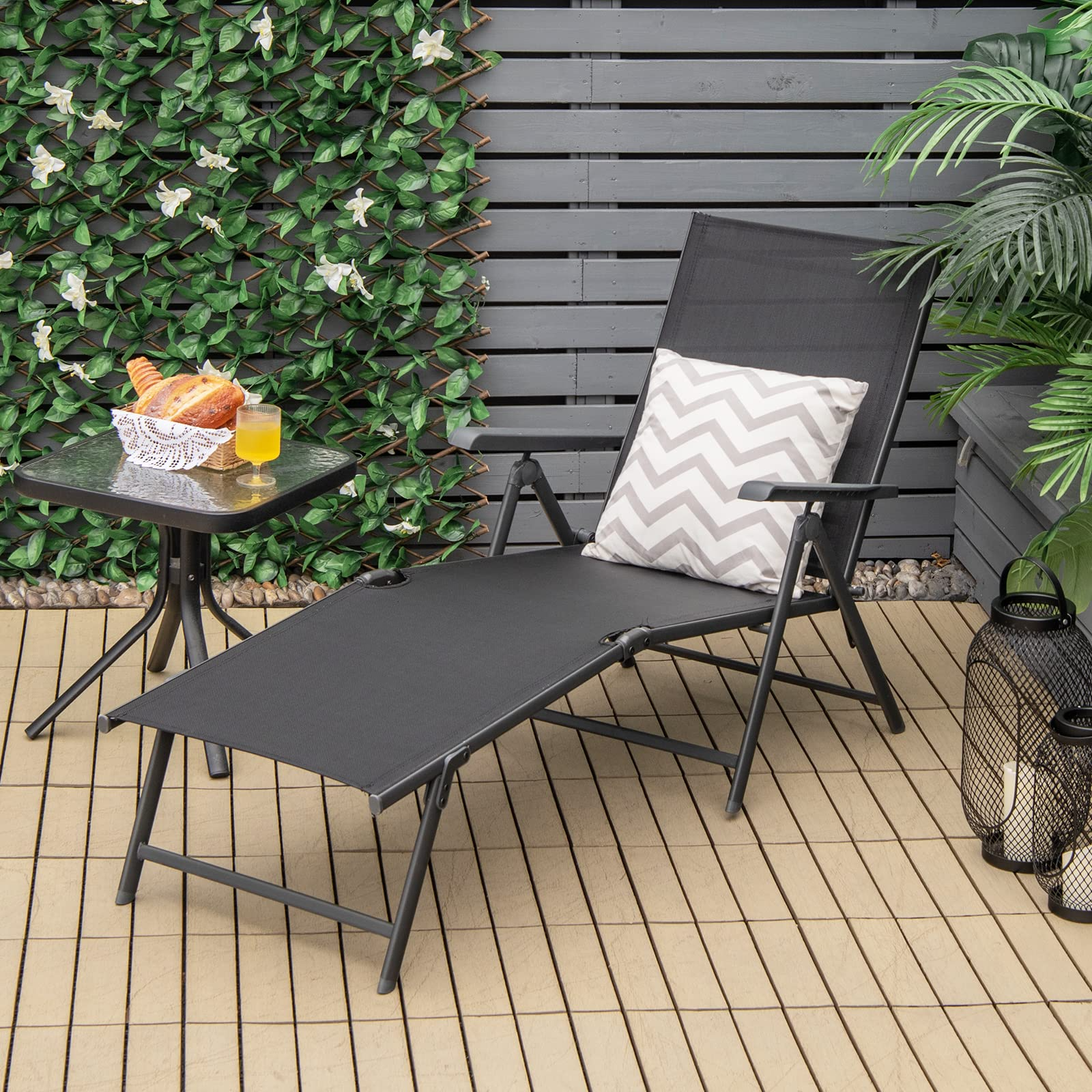 Outdoor Sunbathing Chair W/ 5-Position Backrest | Patio Lounge Chair