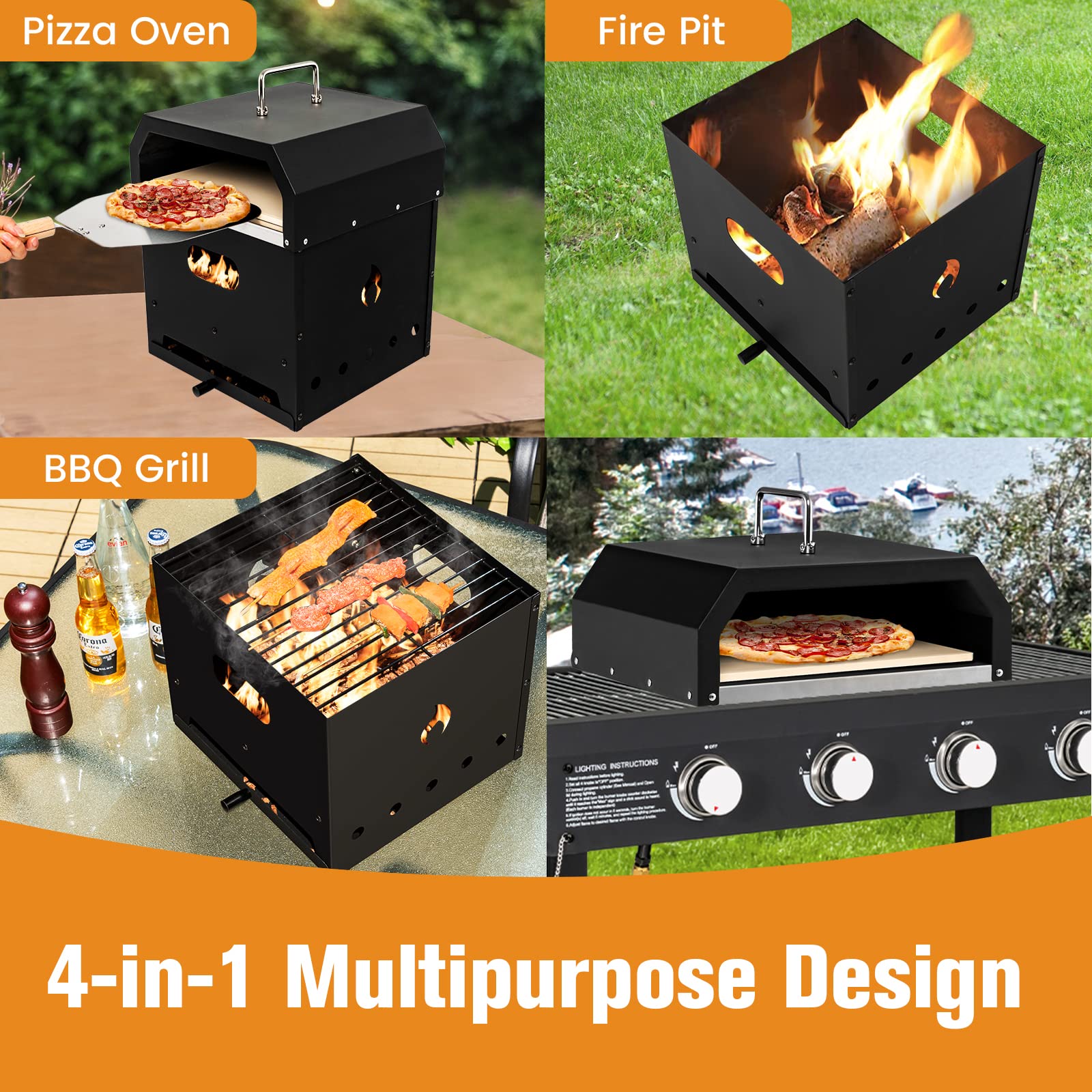 4-in-1 Outdoor Pizza Oven - Giantex