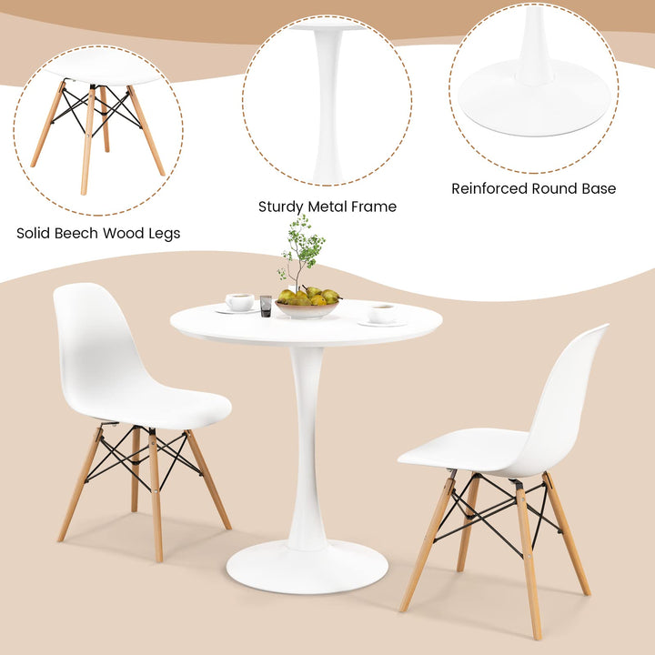 Giantex Dining Room Table Set for 2 or 4, Compact Kitchen Dining Table Set with 32" Round Table and DSW Chairs