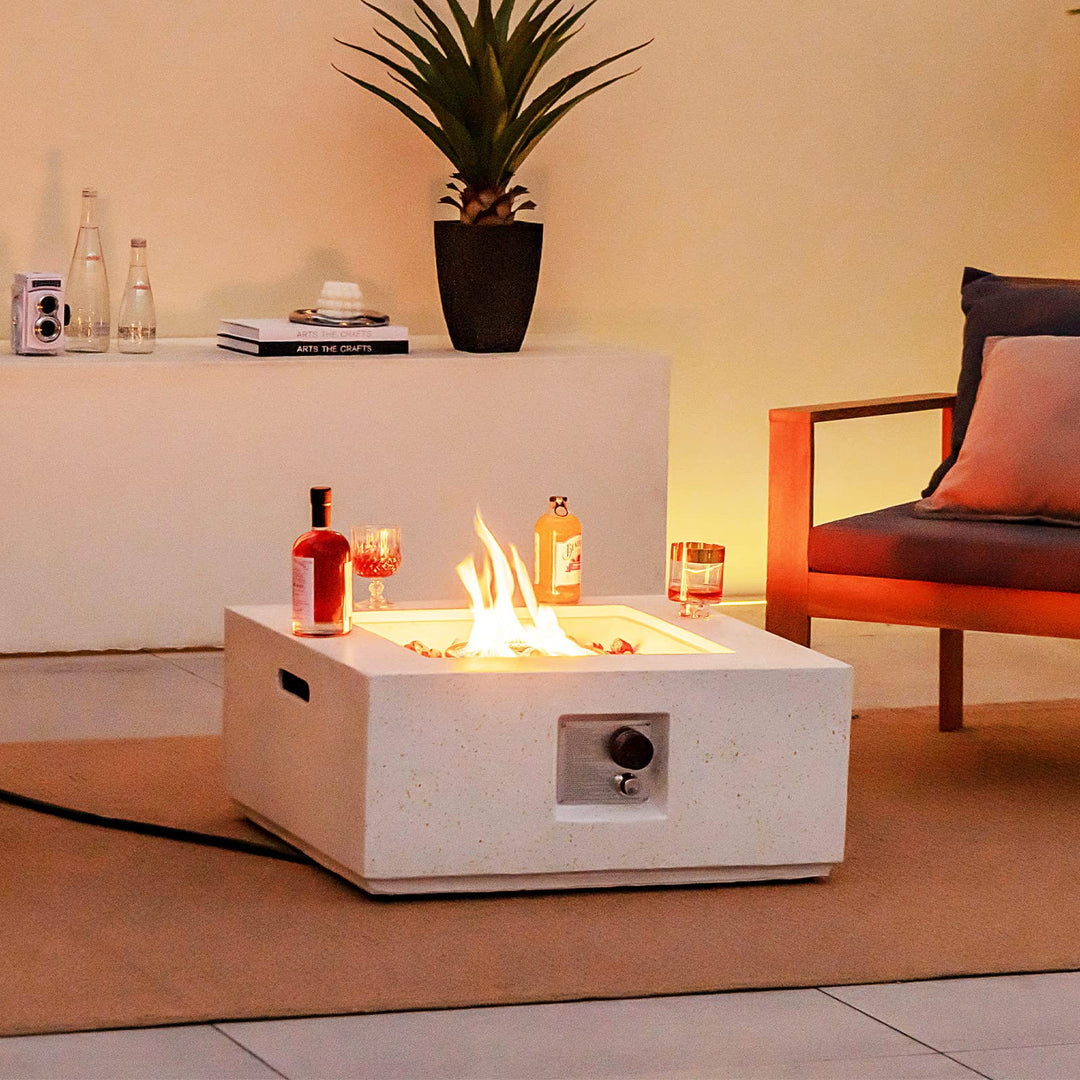 Giantex Patio Fire Pit Table - 40,000 BTU Terrazzo Propane Gas Fire Table