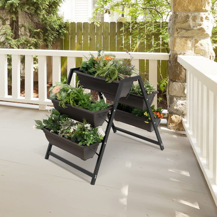 Giantex Set of 2 Vertical Raised Garden Bed, 5 Planter Boxes Container w/ Drainage Holes
