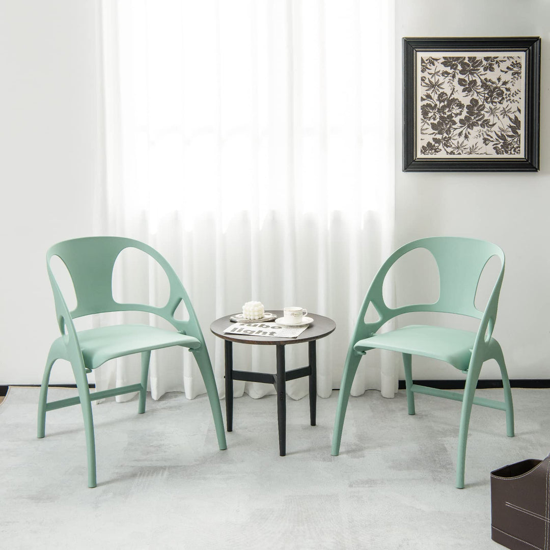 Giantex Folding Dining Chairs Set of 2/4, Outdoor Plastic Dining Chairs with Armrest and High Backrest