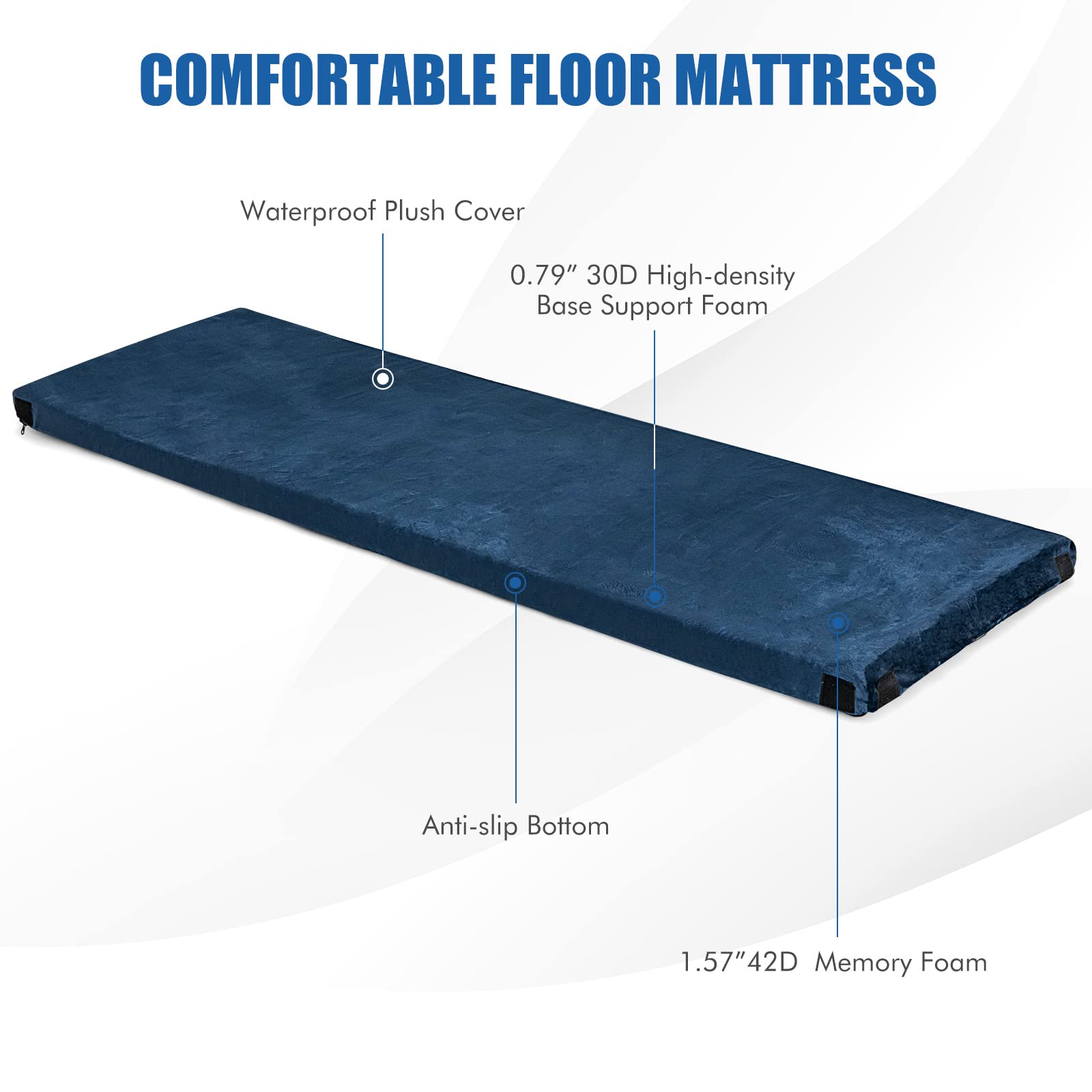Giantex 72" Memory Foam Camping Mattress, Foldable Floor Guest Bed for Sleepover