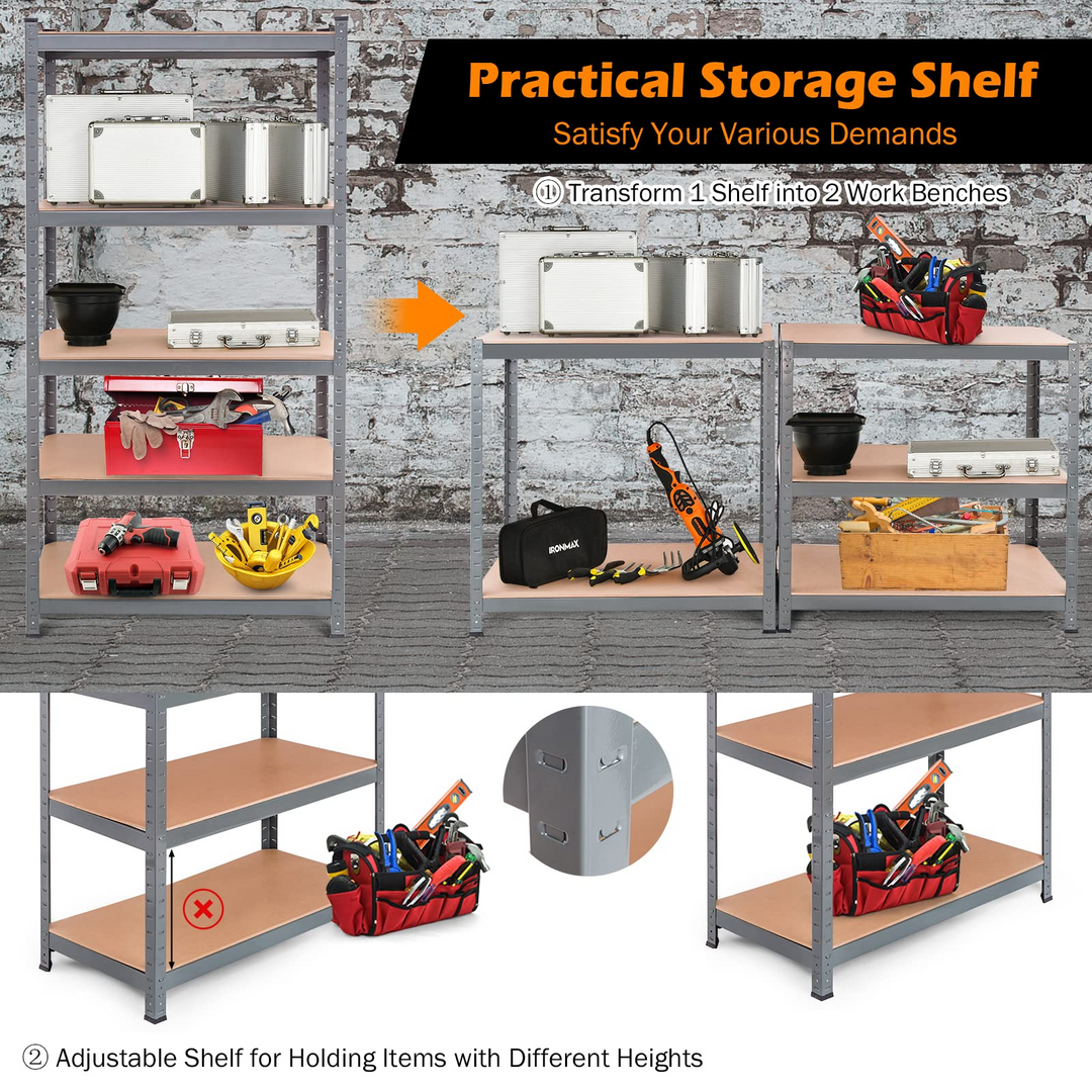 Storage Shelving Rack Utility Shelf 5-Tier | Heavy Duty 2750LBS Garage Shelves Shelving