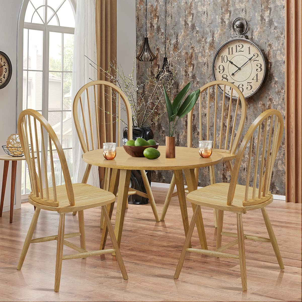 Set of 4 Windsor Chairs, Country Wood Chairs - Giantex