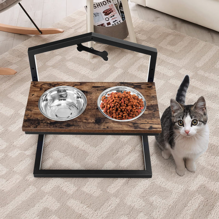 Giantex Elevated Dog Bowls Stand, 5 Adjustable Heights, 2 Stainless Steel Bowls