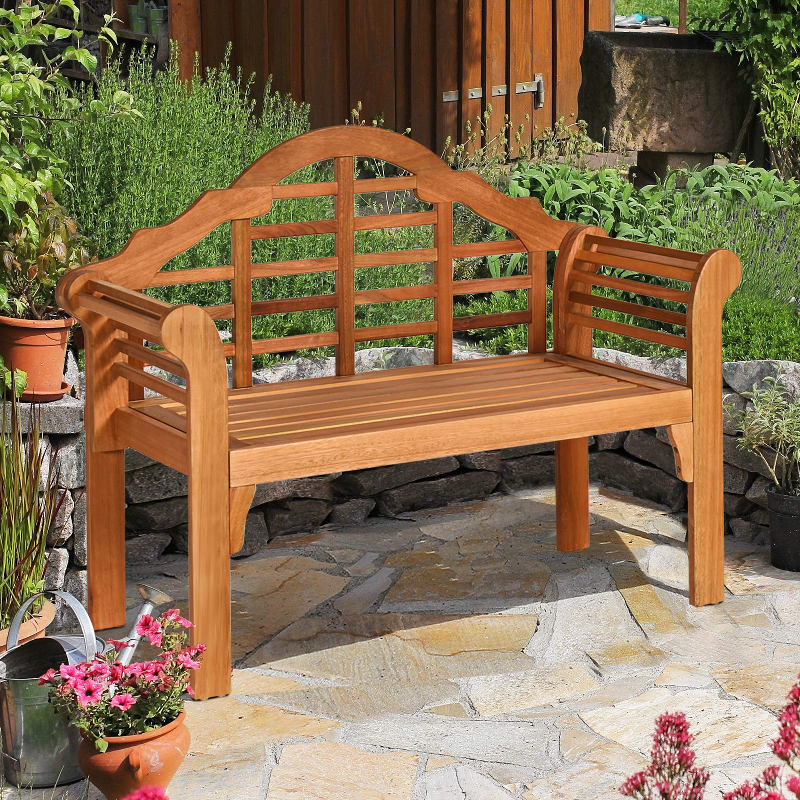 4 Ft Foldable Eucalyptus Garden Bench (Teak) - Giantex