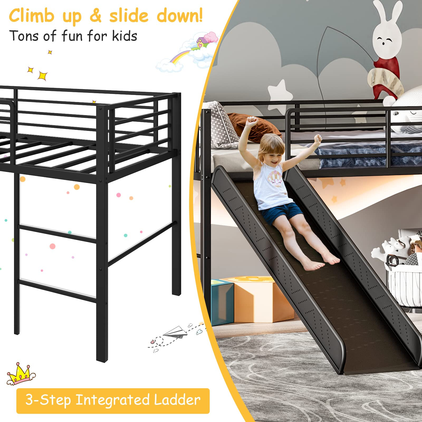 Giantex Twin Loft Bed with Slide