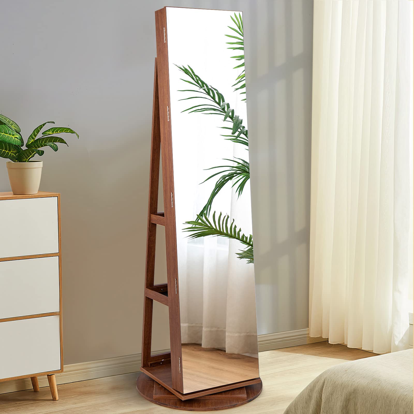 Jewelry Armoire, Walnut - Giantex