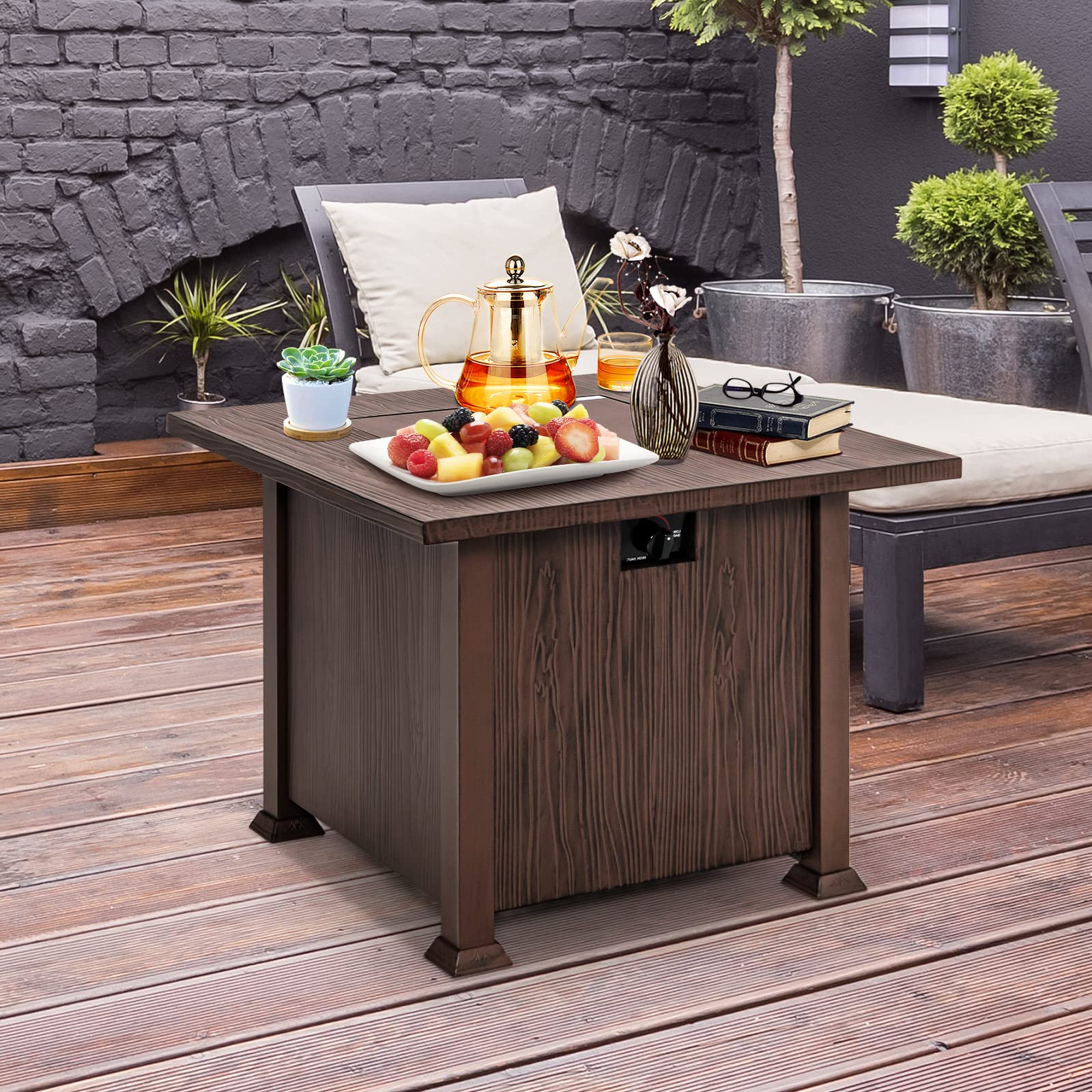 Giantex Gas Fire Pits for Outside - 32” Patio Fire Table