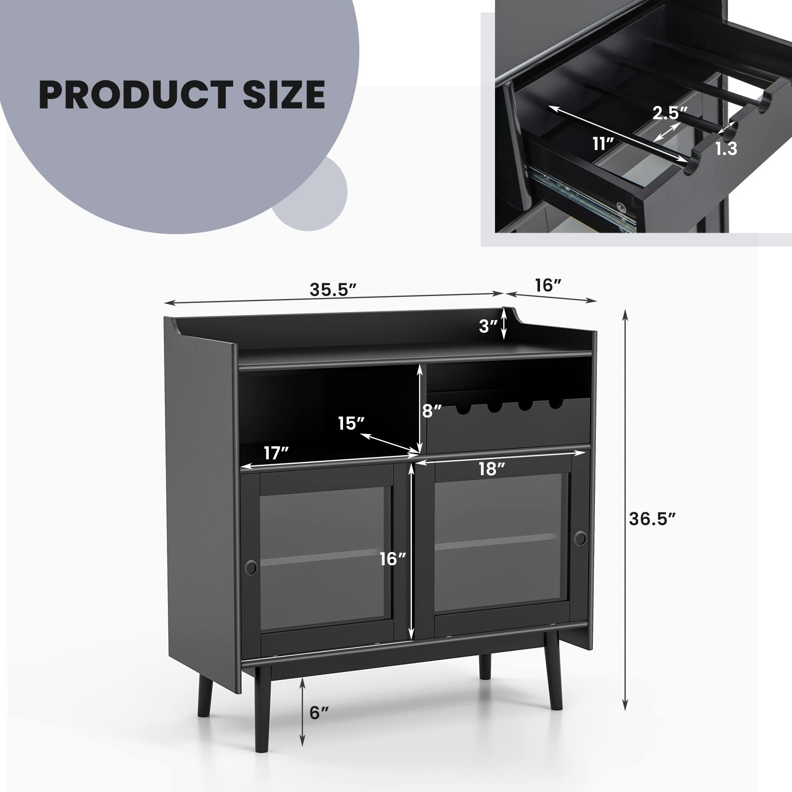 Giantex Buffet Sideboard, Modern Coffee Bar Storage Cabinet