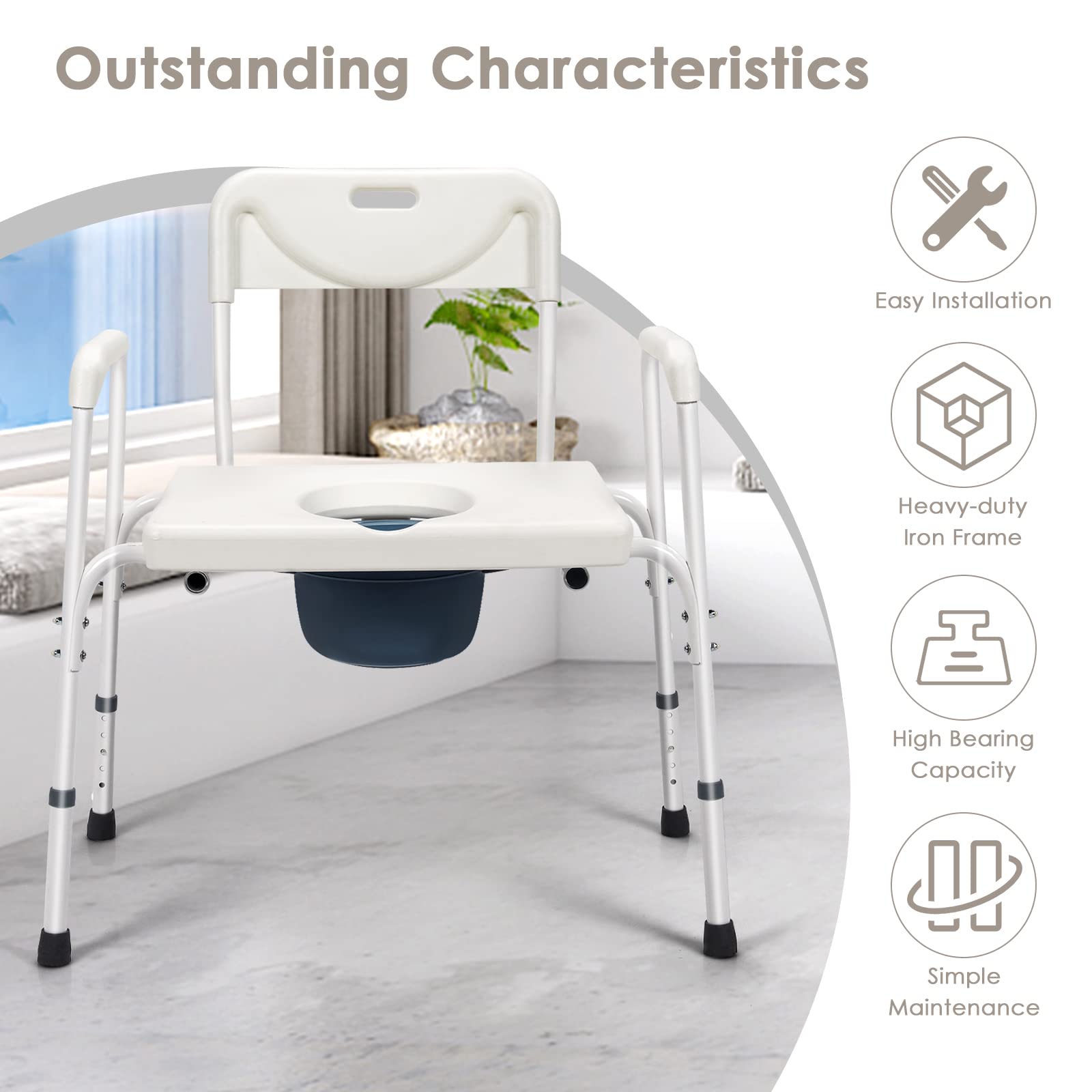 Giantex 3-in-1 Bedside Commode Chair