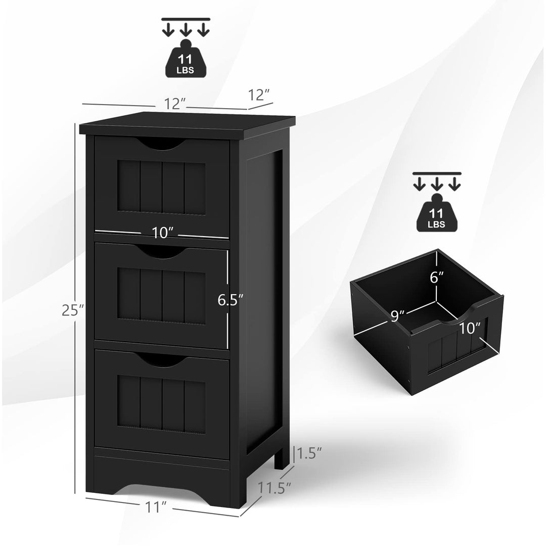 Giantex Bathroom Floor Cabinet - Small Bathroom Storage Cabinet with 3 Removable Drawers