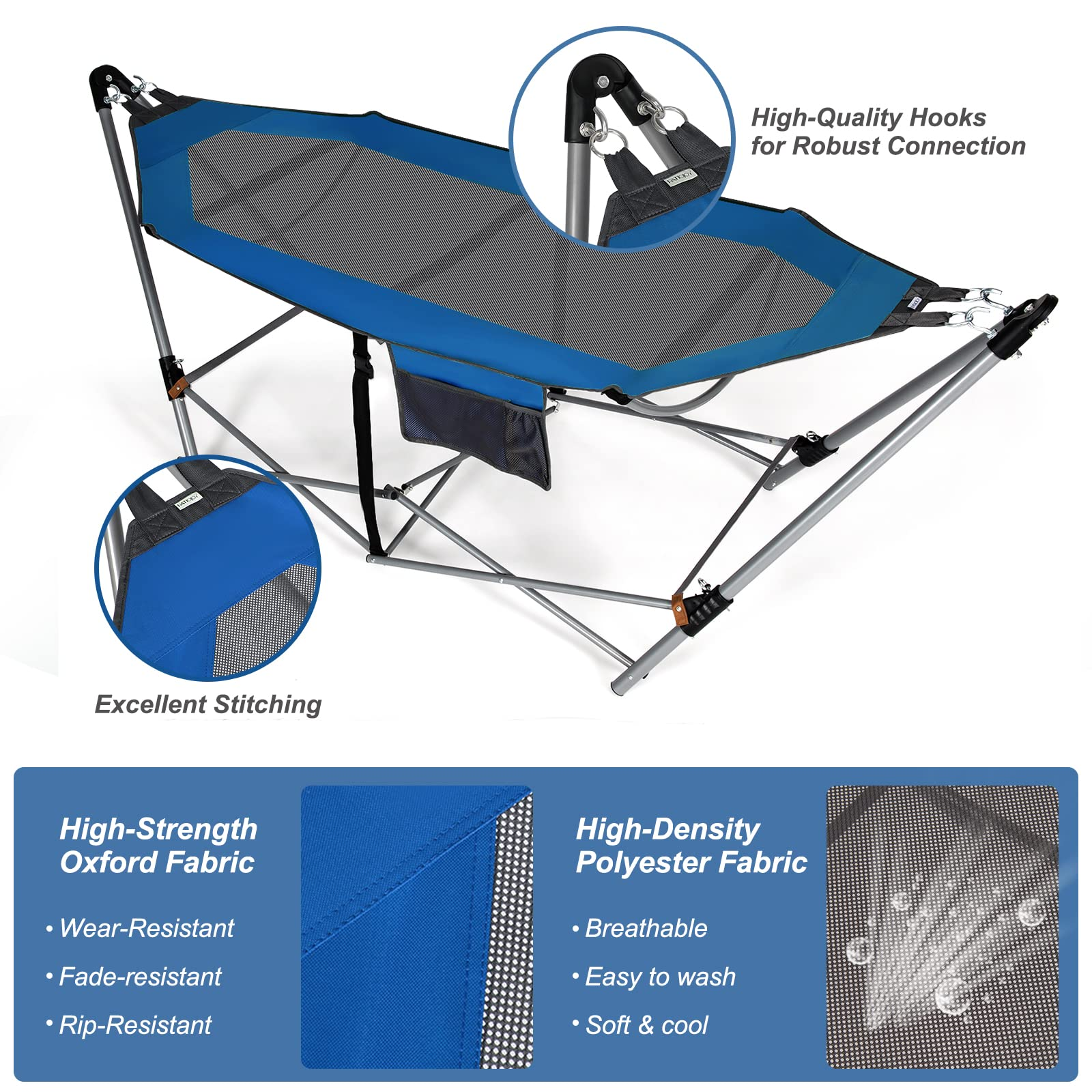 Giantex Portable Folding Hammock, Lounge Camping Bed with Hammock Stand