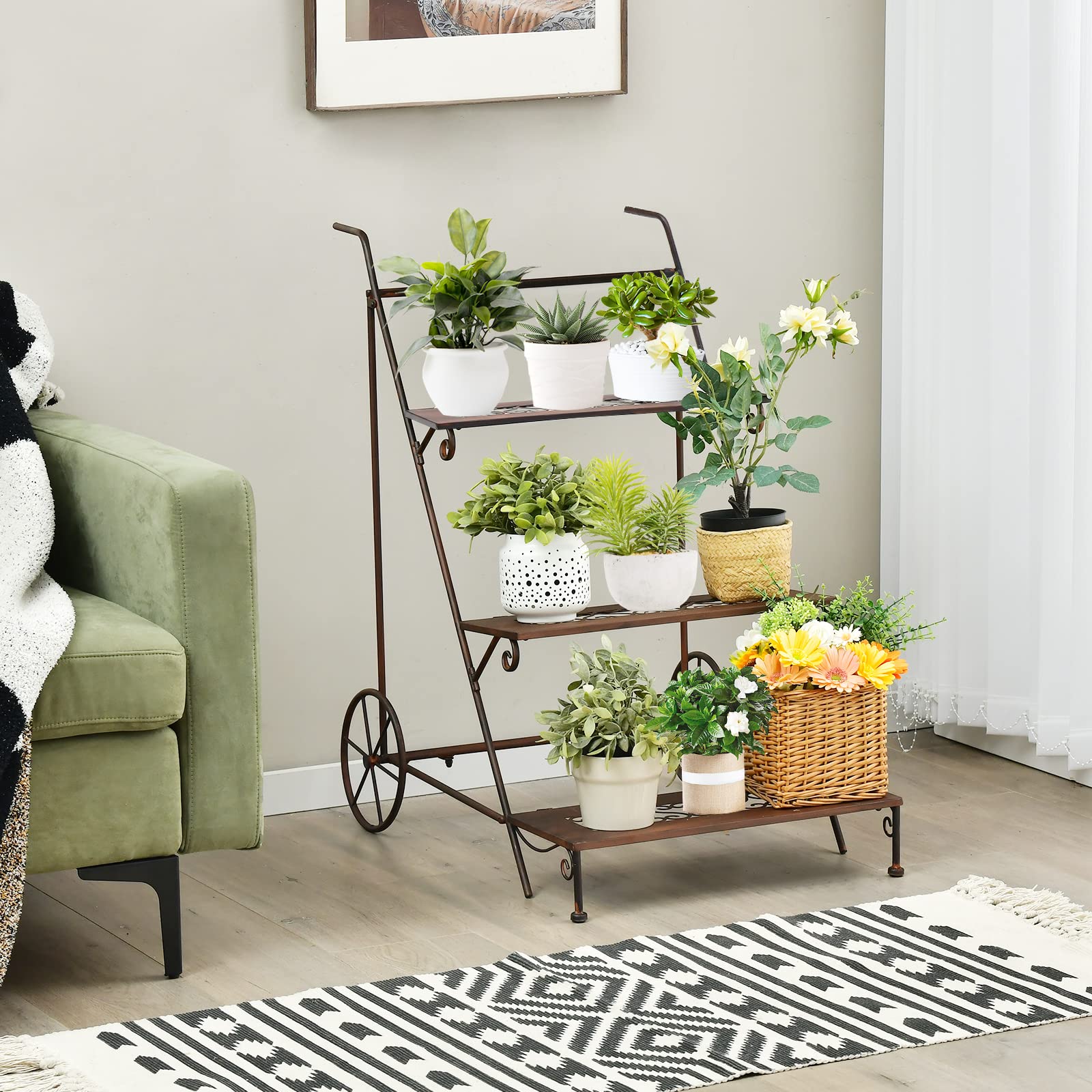 Giantex 3-Tier Metal Flower Cart