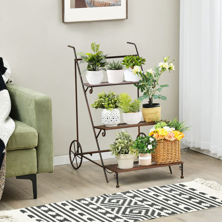 Giantex 3-Tier Metal Flower Cart