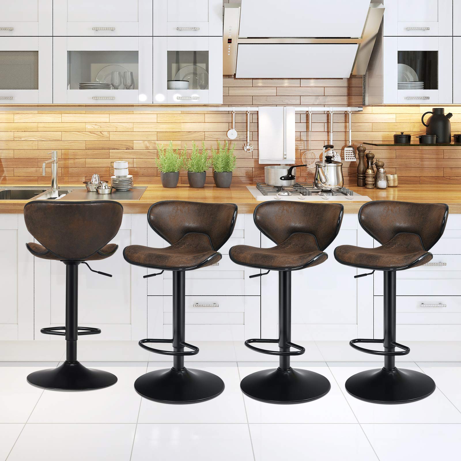 Vintage Barstools, Swivel Bar Stool - Giantex