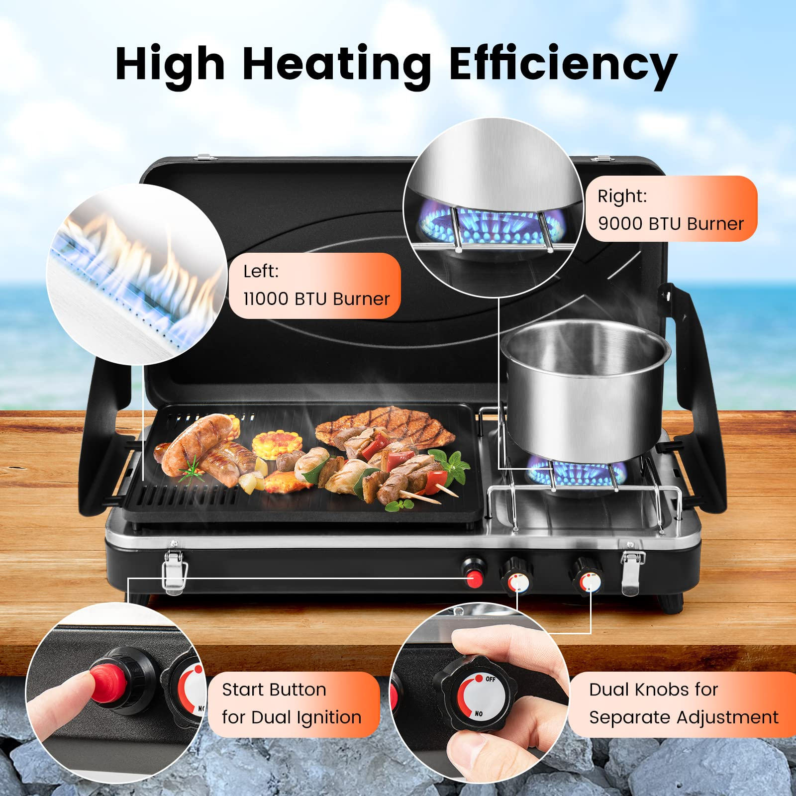 Giantex 2-in-1 Gas Camping Grill and Stove