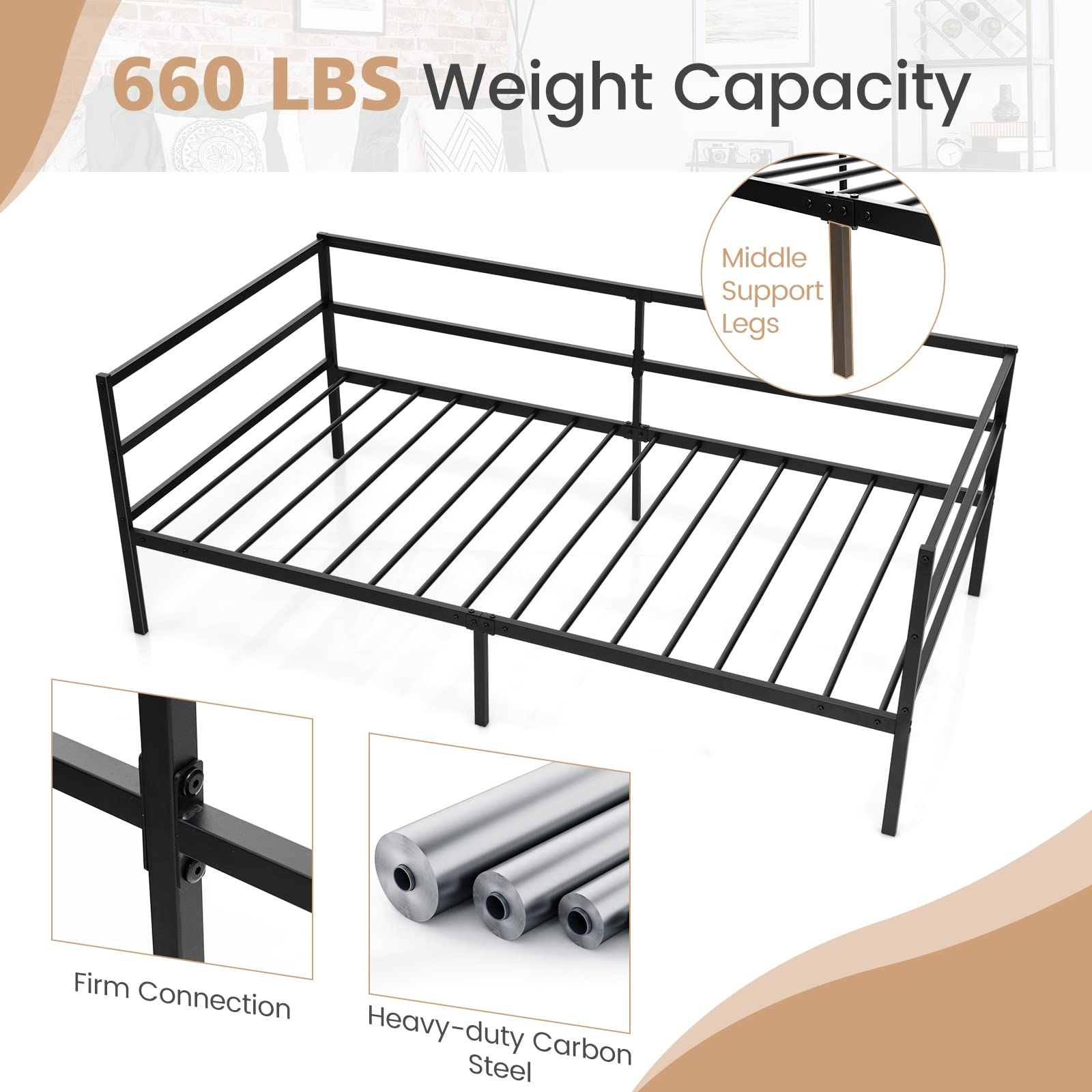 Giantex Twin Size Metal Daybed Frame