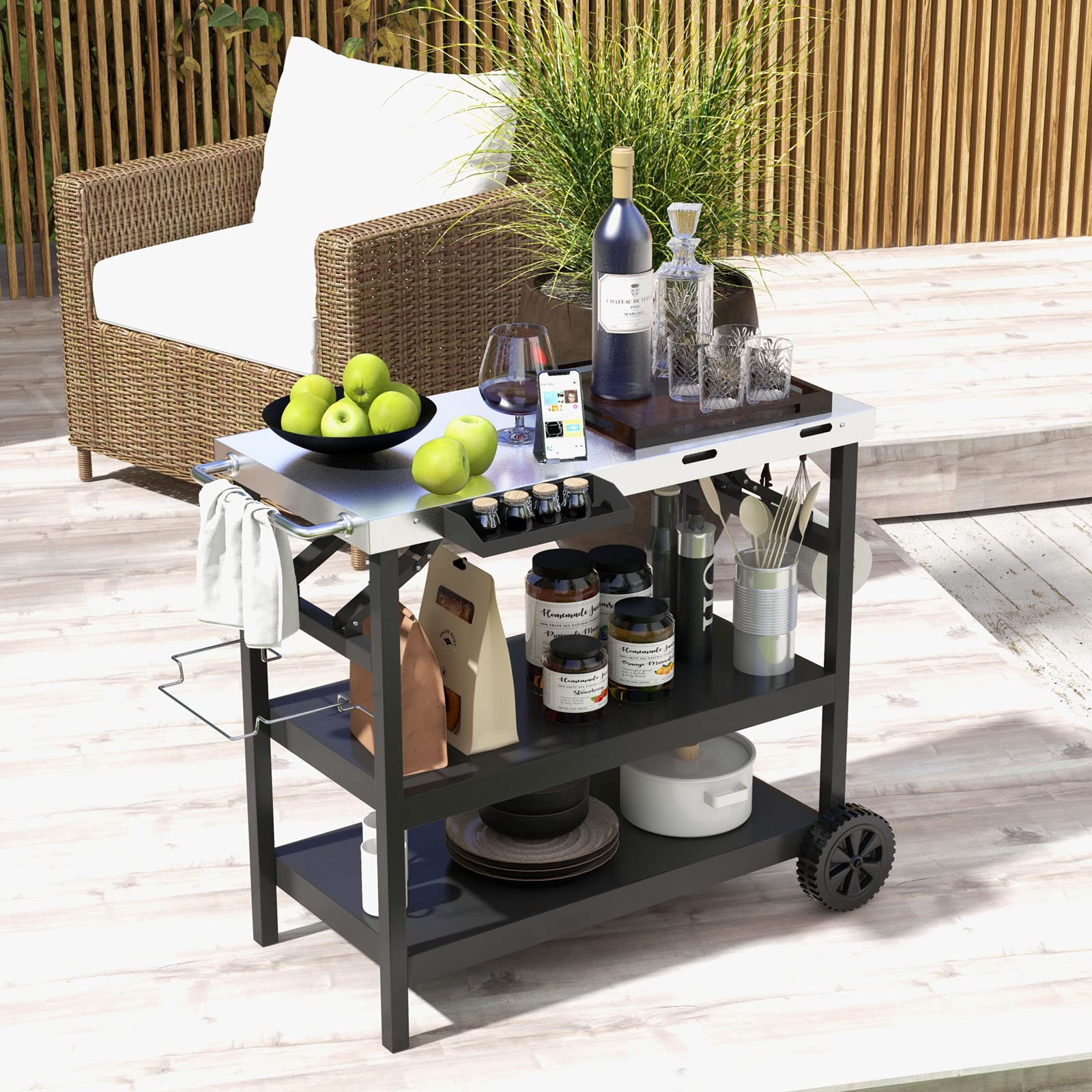 Giantex Outdoor Grill Cart with Wheels