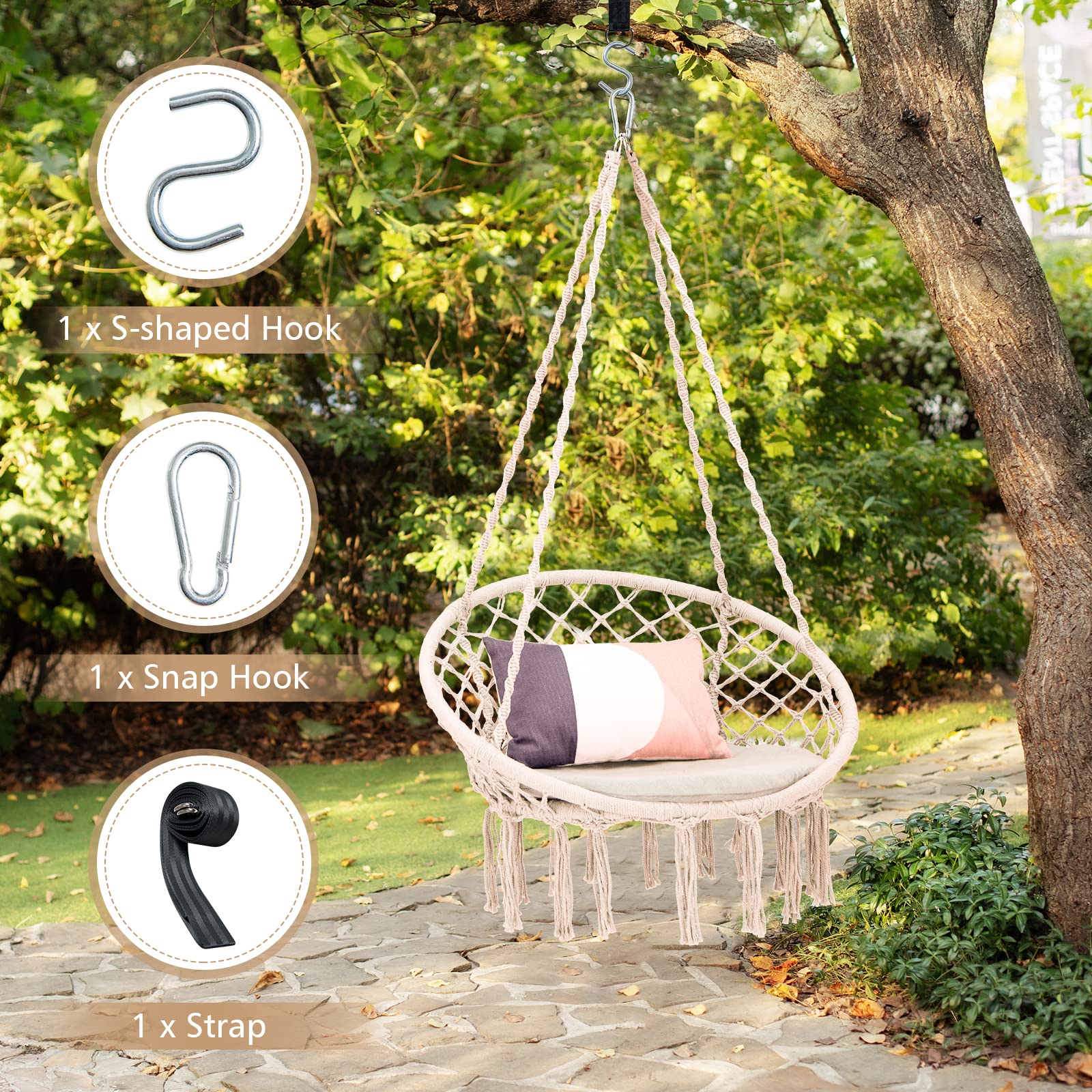 Hammock Chair Macrame Swing - Giantex