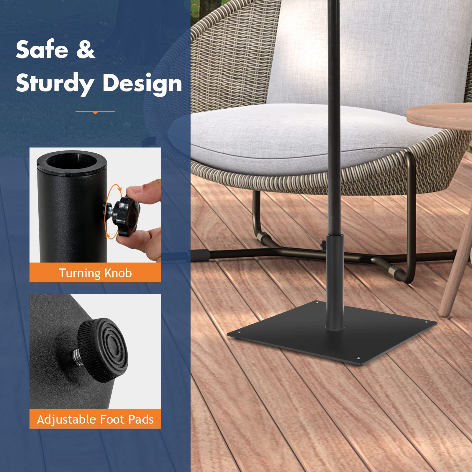 Giantex 35lbs Patio Umbrella Base, Suitable for 1.6''-1.9'' Umbrella Poles (20'' x 20'')