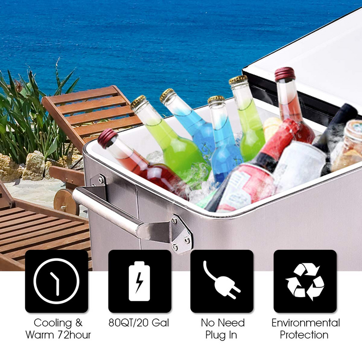 Giantex 80 Quart Patio Cooler Rolling Cooler Ice Chest with Shelf