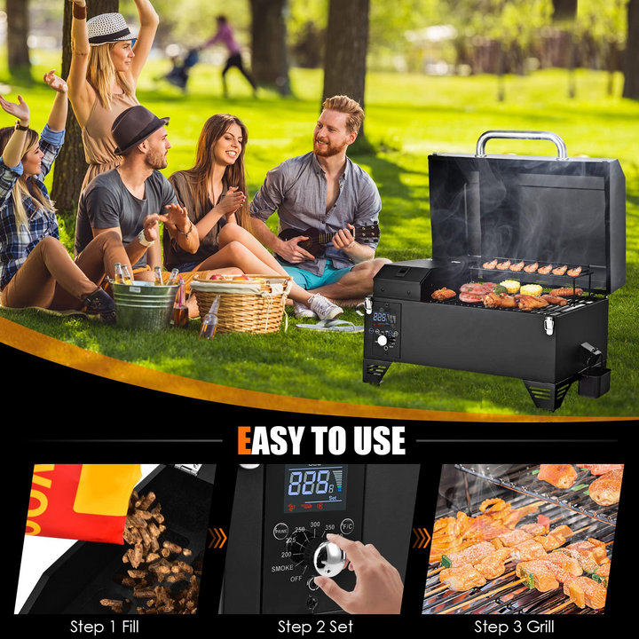 Giantex Portable Pellet Smoker Grill Set, 8-in-1 Electric Tabletop Pellet Grill