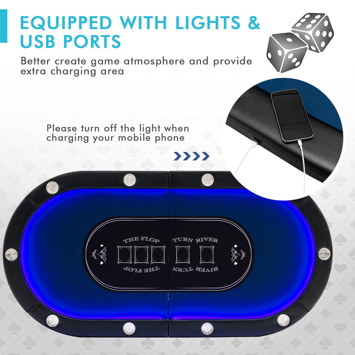 10 Players Poker Table with Cup Holder - Giantex