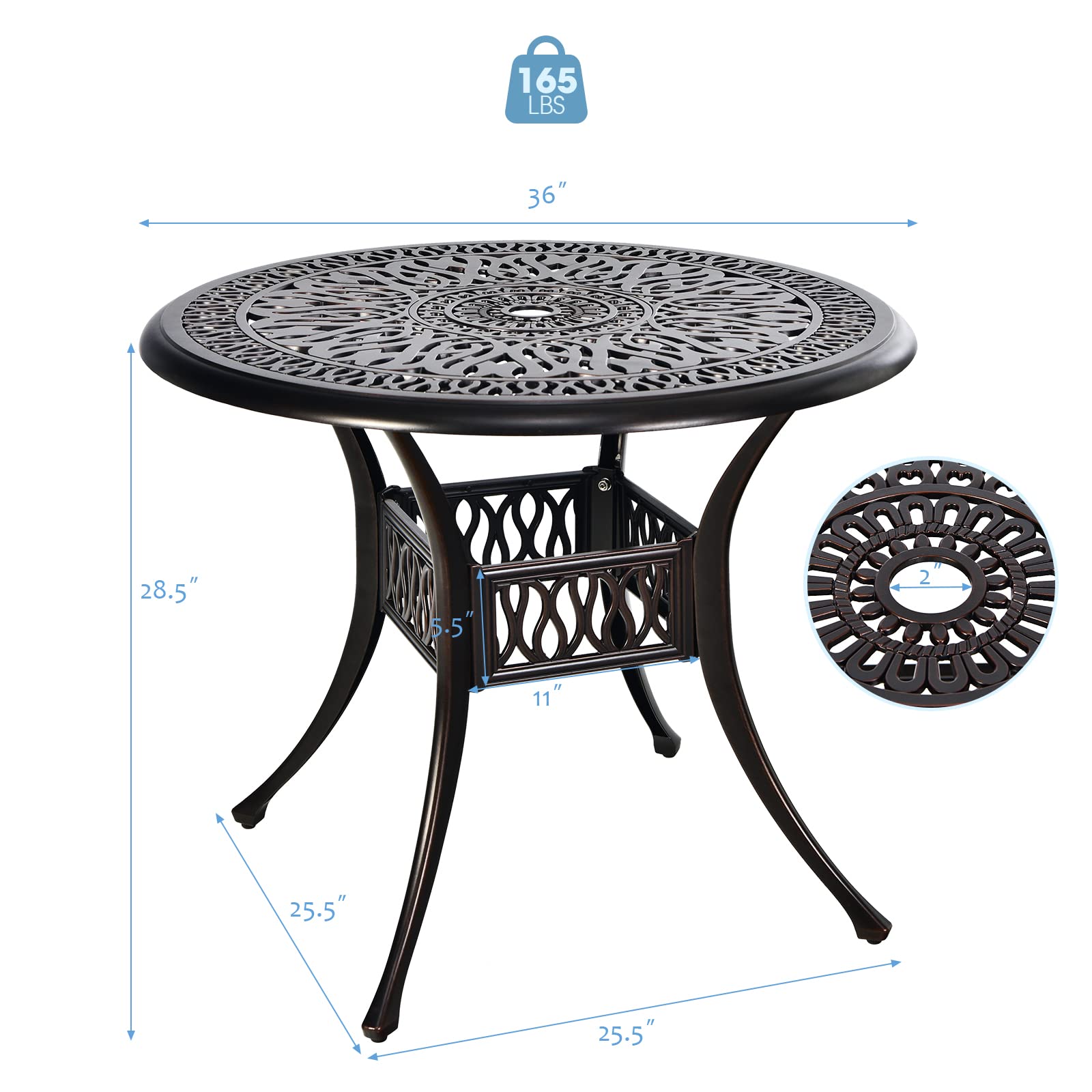 Giantex Bistro Table, Cast Aluminum Round Dining Table