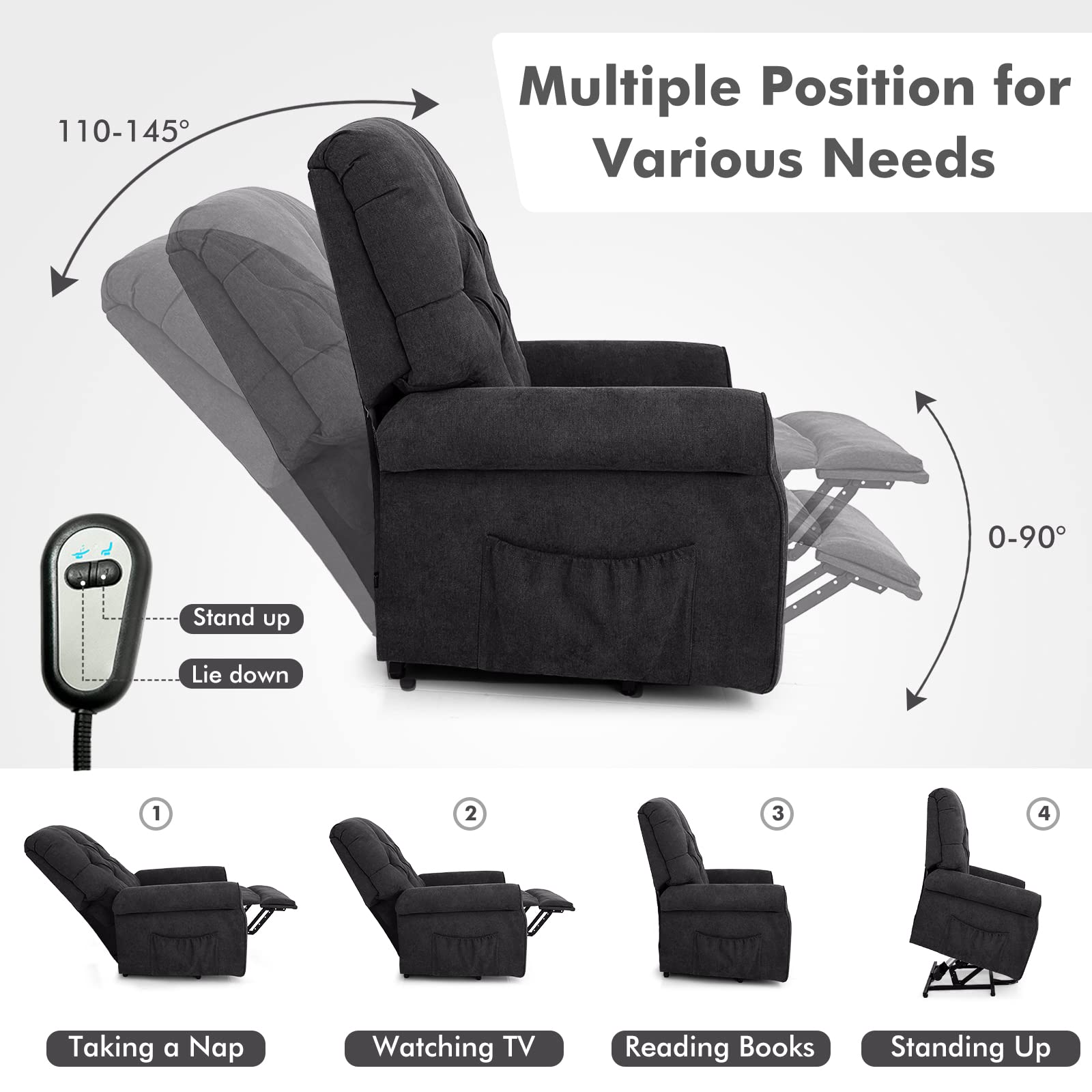 Giantex Power Lift Chair Electric Recliner for Elderly, Adjustable Backrest Footrest