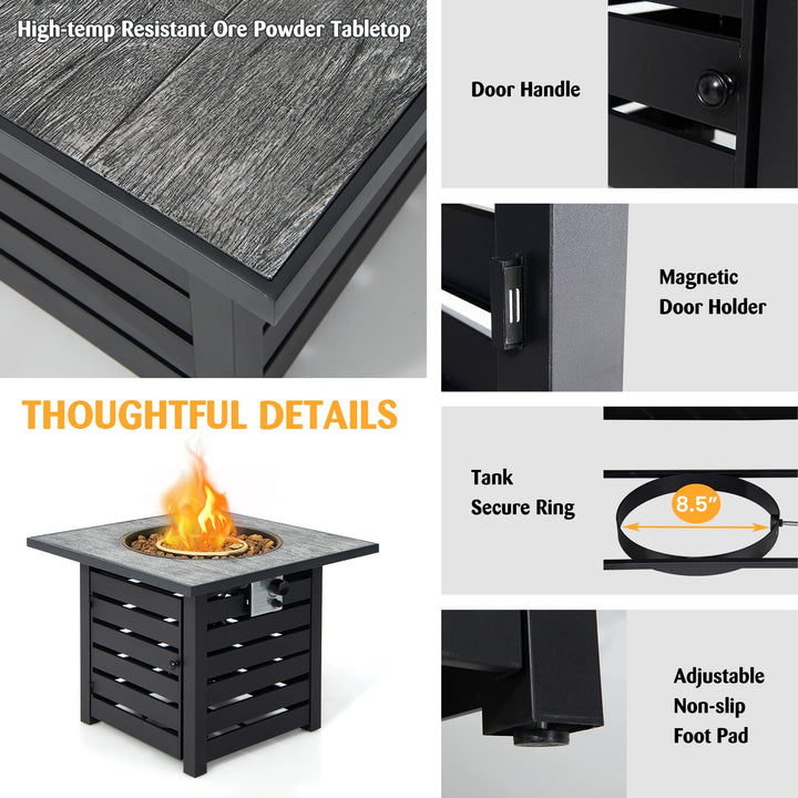 Giantex 32 Inch Propane Fire Pits, 50,000 BTU Square Gas Firepit with High-Temp Resistant Tabletop (Black)