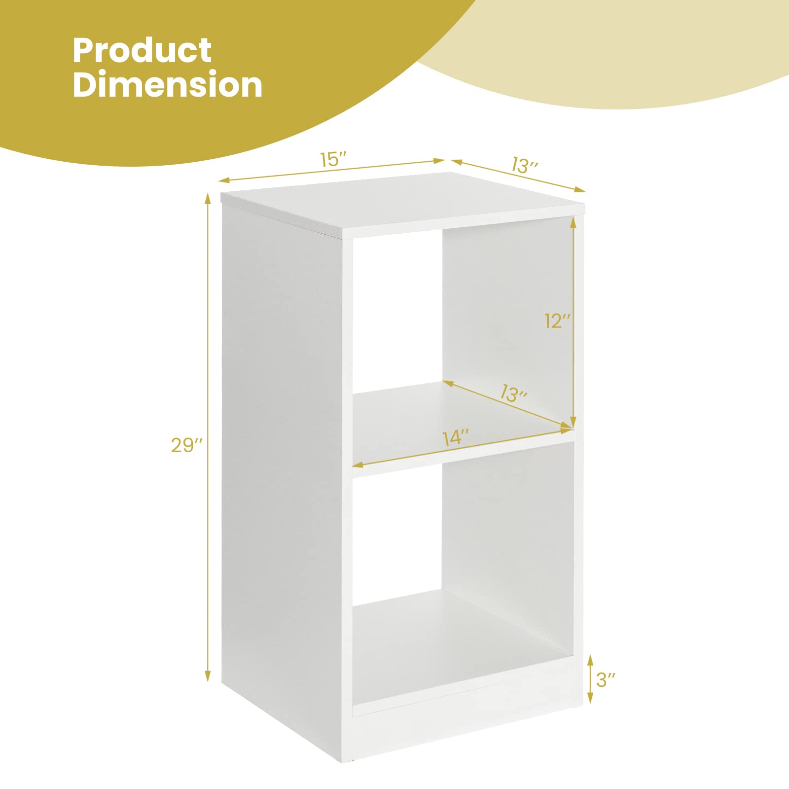Giantex 2-Pcs 2-Tier White Bookshelf