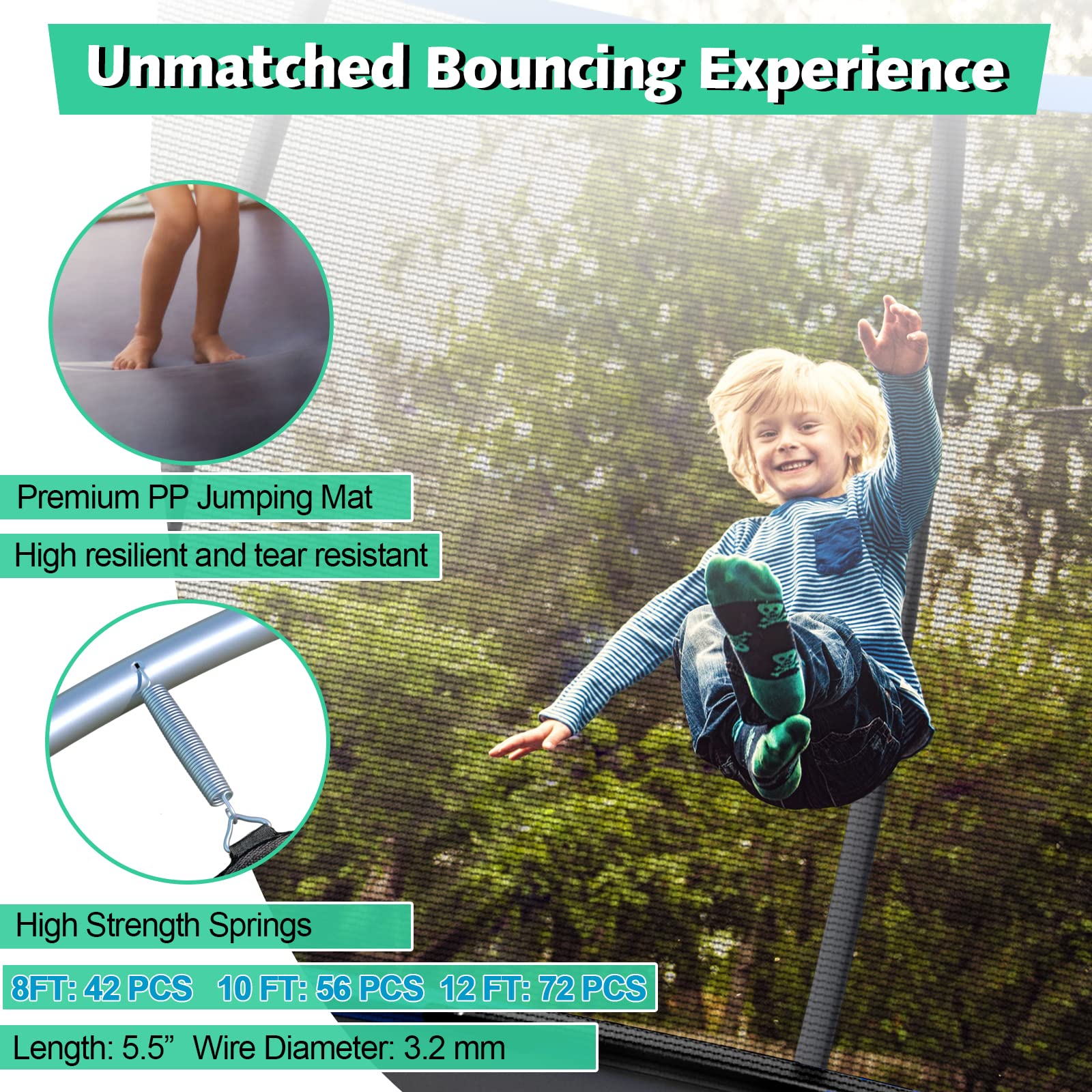 Giantex 8FT 10FT 12FT Trampoline with Enclosure, ASTM Approved Outdoor Large Trampoline with Ladder